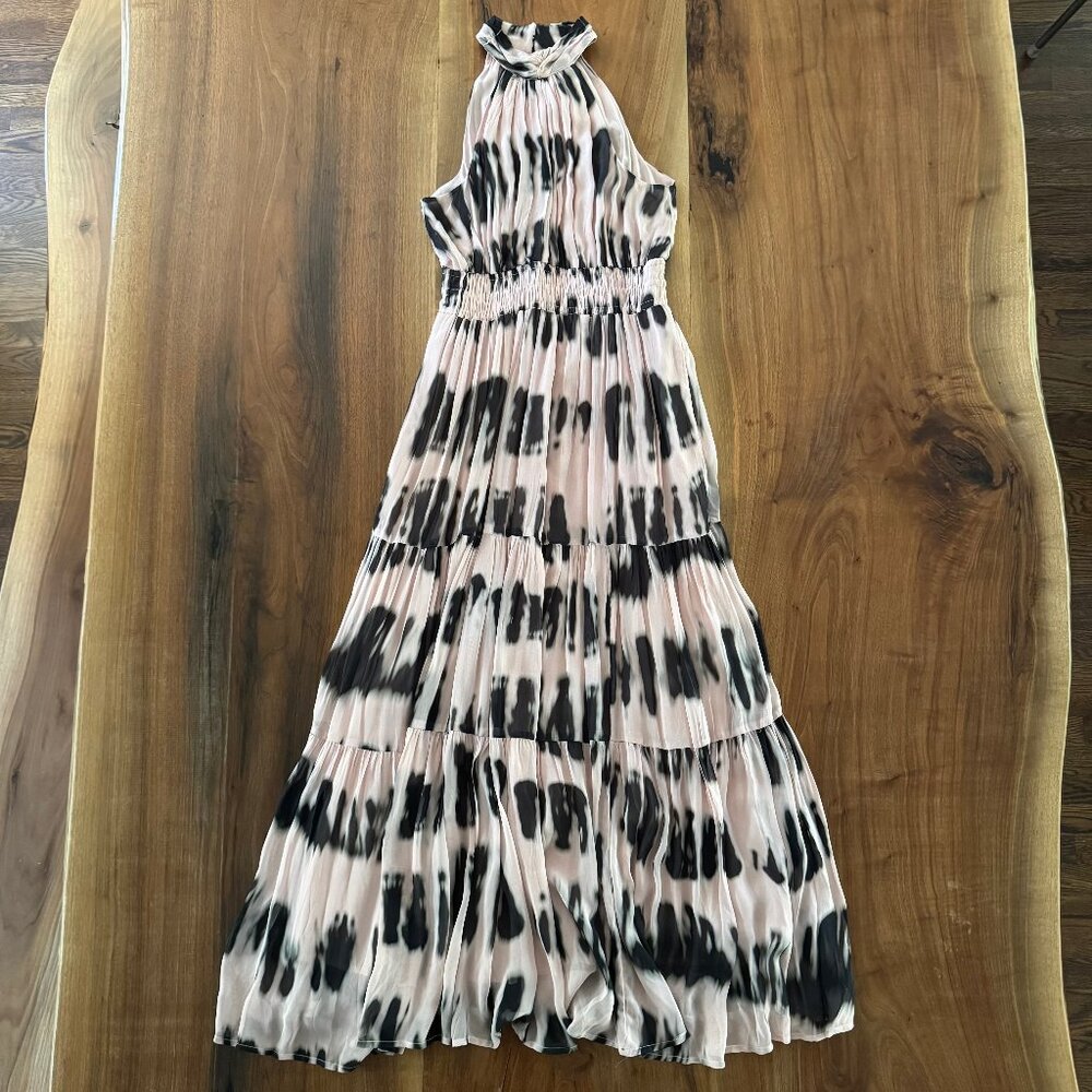 NEW with tags, Anthro The Somerset Chiffon Maxi dress in blush and black print.
